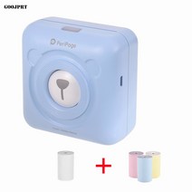 PeriPage A6 휴대용 미니 블루투스 바코드 라벨프린터, 1세트, 블루+4*일반 용지