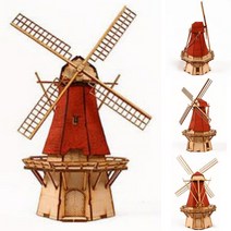 네덜란드 풍차2 나무 조립 키트 건축 건물 모형 DIY 만들기 입체 퍼즐 수업 교구 놀이 장난감