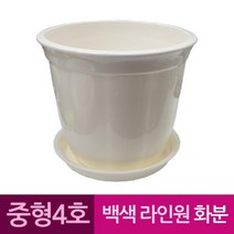 PGM1*^몰라인 원형 도자기 느낌 플라스틱 화분 4호 백색 도금아령 근력운동 헬스용품 스틸 아령봉 웨이트 기구^*1췤pgm, *^^옵션*^받침포함 4호 화분세트