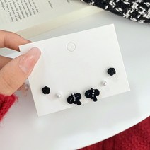 롱 우정 진주 목걸이 3 개/대 패션 토끼 심장 스터드 귀걸이 Bowknot 장미 꽃 레드 피어싱 웨딩 파티 쥬얼리 선물