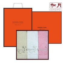 송월 샤보렌 프레쉬 130g 3매 선물세트+쇼핑백 기념수건 답례품, 색상:화이트