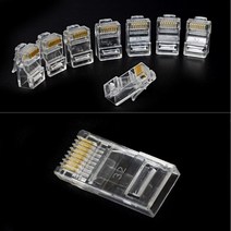 8개입 RJ45 랜 선 커넥터 LAN 포트 연결 연장 서버 컴퓨터 PC방 수리, 기본