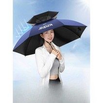 머리장착형 양산 방수 접이식 양손자유 우산, 블루 90cm(슬리브 1쌍 제공)