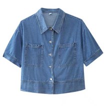 여성용 베이직 데님 데일리 반팔 청 남방 셔츠 하늘비즈 A31 Q182U621