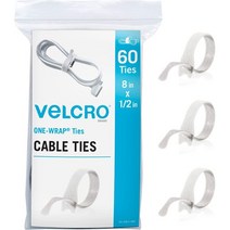 벨크로 브랜드 화이트 케이블 타이 헤비 듀티 | 60Pc 벌크 팩 | 8 x 1/2