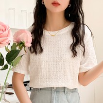 패스타임 여성 라운드 티셔츠 여름 반팔 셔링 시원한 루즈핏 솔리드티셔츠 캐주얼