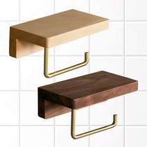 수애랑 우드 선반형 휴지걸이 원목 화장지걸이 접착식 타공식 겸용, 너도밤나무(비치)