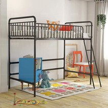 이층 벙커 침대 아이방 추락 방지 매트리스 별도 판매, 1000mmx1900mm 우아한 블랙