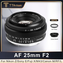 카메라필터 ttartisan 25mm f2 aps-c 프레임 수동 초점 프라임 인물용 렌즈 sony e nikon z canon m canon r m43 fuji x leica, 캐논 ef-m