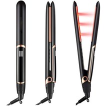 전문가용 매직기 미용실 음이온 고데기 반달 판 2 in 1 Straightener Curler 적외선 세라믹 플랫 아이언 빠른 가열 LCD 디스플레이와 스트레이트 아이언 Perm, 01 1 inch_03 UK