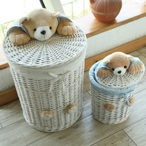 라탄 바구니 수납 덮개형 다이소 이케아 묵상자 요낙셀 선반밑바스켓 보관함 책상서랍 화초 1, 파란색 바구니 파란색 점, 커버와 함께 설정