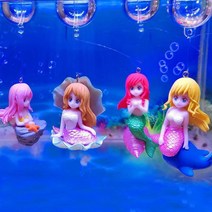 가정용 어항 인어 피규어 장식품 2개세트 열대어 물고기 구피 수족관 어항 꾸미기 용품, 핑크머리+옐로우머리