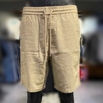 버커루 남성 코튼린넨 5부 밴딩 반바지(BEIGE)