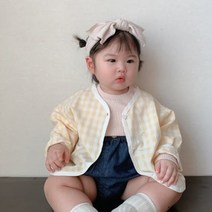 여아 유아 아동 키즈 봉 가디건 등원룩 멜리 체크