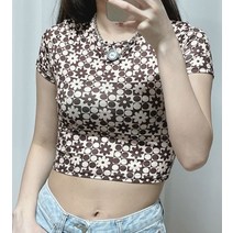 빙고 플라워 크롭 반팔티셔츠