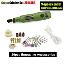 소형 그라인더 미니 Newacalox usb 충전 10w 연삭기 무선 가변 속도 회전, 201 26pc 녹색