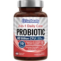 60 billion cfu Surebounty Probiotics 60 Billion CFU 19 Strains for Men & Women with 100mg Prebioti, 1, 기타