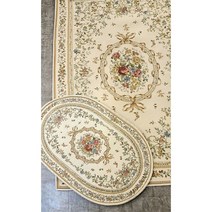 고급 빈티지무드 베이지 로즈플라워 자가드 포인트 발매트 & 카페트 빈티지풍 앤틱카페트, 타원 발매트 60x90 (8월초 발송예정)