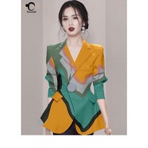 가이아 오렌지색 여성 패션 재킷 코디 데일리 사계절용 정장 자켓 캐주얼 숏자켓