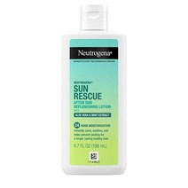 뉴트로지나 Sun Rescue 애프터 선 리플레니싱 로션 알로에 베라 민트 추출물 비타민E 함유 민감한 스킨 빛을 위한 24시간 수분 공급 비건 논코메도제닉 189.9g(6.7온스, Replenishing Lotion