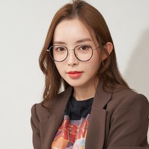 룩스토어 가벼운 캐쥬얼 원형 금속뿔테 반반안경테 솔텍스 블루라이트차단 청광안경 변색렌즈 uv차단 자외선차단