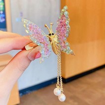 혼주 뒤꽂이 셀프 웨딩 한복 머리 장식 걸그룹 움직이는 나비 핀 흔들리는 이동 날개 핀