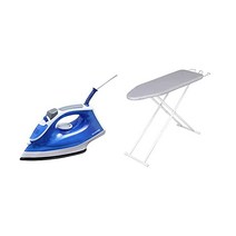 다리미 받침대 포함 세트아이리스오야마 스팀 코드 부착 불소 가공 대용량 탱크 블루 SIR01A + 아이리스 플라자 배형 스탠드식 실버 IBK003 SV 341549