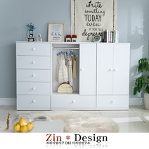 진디자인 아기옷장세트 베이비장 서랍장 행거 유아 아동 아이 수납장, A타입도어세트 화이트