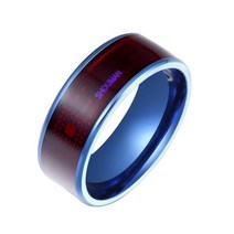 블루투스 반지 NFC 칩 링 패셔너블 호환 두꺼운 스테인레스 스틸 범용 스마트 일상용, 9+Blue