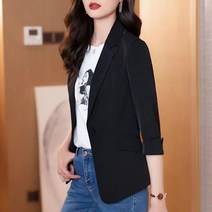 AMlisa 여성 필수 7부소매 정장 자켓 봄 여름 가을 3계절 가능입다 원버튼 여성 데일리 캐주얼 오피스 자켓