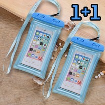 JXH 1+1 물에 뜨는 스마트폰 에어쿠 스트랩 방수팩, 블루 2개