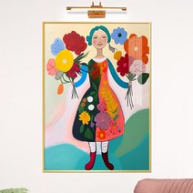 보고아트 꽃을 든 소녀 여인 여자 인물화 북유럽 카페 거실 그림 액자, [1] 꽃다발을 든 여인_D(양쪽손에-꽃다발)