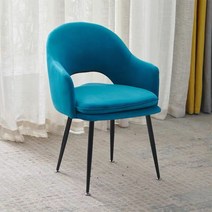 북유럽 예쁜 식탁 화장대 카페 벨벳 인테리어 의자, 스카이 블루-검은 다리