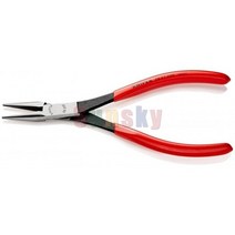 경량 철골 작업 Knipex-28 21 200 롱 리치 니들 노즈 플라이어 반원형 턱 포함 플라스틱 코팅 검은색 부착, 01 28 21 200