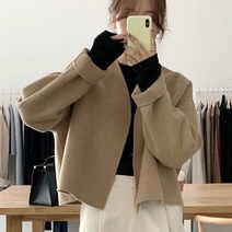 핸드메이드노카라자켓 가죽 정장 봄 청자켓 핸드메이드 바시티 트위드 트렌치 숏코트