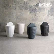 바스클립 플라스틱 라탄 라운드 플립 휴지통 7L, 색상:화이트, 단품