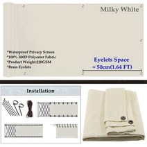 울타리 가림막 그레이 베이지 밀키 100 폴리에스터 발코니 프라이버시 스크린 네트 테라스 방풍 펜싱 네트 방수 태양 음영 돛, 협력사, 젖을 섞은, 2m x 4m