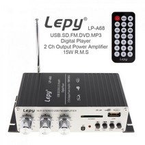 LEPY LP-A68 15W x 2 2CH HI-FI 디지털 오디오 플레이어 파워 카 앰프 FM 라디오 스테레오 지원 SD USB MP3 DVD 입력, CHINA