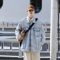 주니어청자켓 2023 봄계절 데님자켓 남자 와이드 루즈핏 건달카리스마 재킷 상의 이니셜 인쇄 플라워코트 4994787184