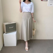 바보사랑 여자 린넨 베이직 플레어 심플 롱 스커트.옷자락(무료배송)