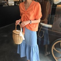 가슴 셔링 앞주름 반팔 블라우스 (2col dcel7899)