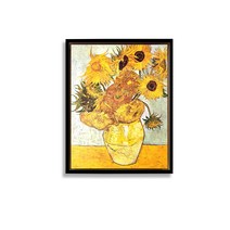 해바라기 돈 들어오는 그림 반아트 리얼 붓터칭 [캔버스 관 엔틱 액자] 빈센트 반 고흐 해바라기 그림 인테리어 소품 금전운 그림, 관액자 블랙