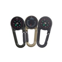 나침반 금속 야외 키 체인 미니 양면 등산 키 버클 스냅 후크 온도계 carabiner, 금