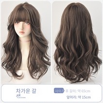 SPRING ABSINTHE 가발 여성 긴 머리 큰 물결 모양의 긴 곱슬 머리, 콜드 브라운65cm