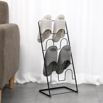 신흥클라스 접이식 실내화 정리대 슬리퍼 거치대 4단 진열대, 블랙, 1개