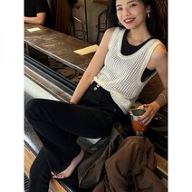 코바늘조끼 크로쉐 여름 민소매 여자 뜨개 모리룩 할머니