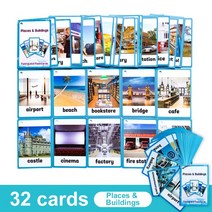 영어 카드 파닉스 단어 학습 카드 영어낱말 플래시 카드, Place 32Cards