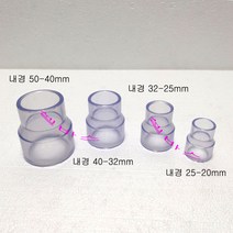 산킹 투명 PVC 파이프 배관 리듀셔 레듀샤 (내경 25-20mm) 이경소켓