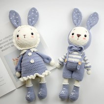 DIY 코바늘 인형 만들기 토끼 커플 인형뜨기 셀프핸드메이드 애착인형 뜨개질 키트, 바이올렛 1쌍, 1개