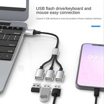 랜선분배기 USBUSB 2.0 트리플 USB 포트 허브 OTG 어댑터 케이블 Hab 데이터 충전 변환기 확장 분배기 a3